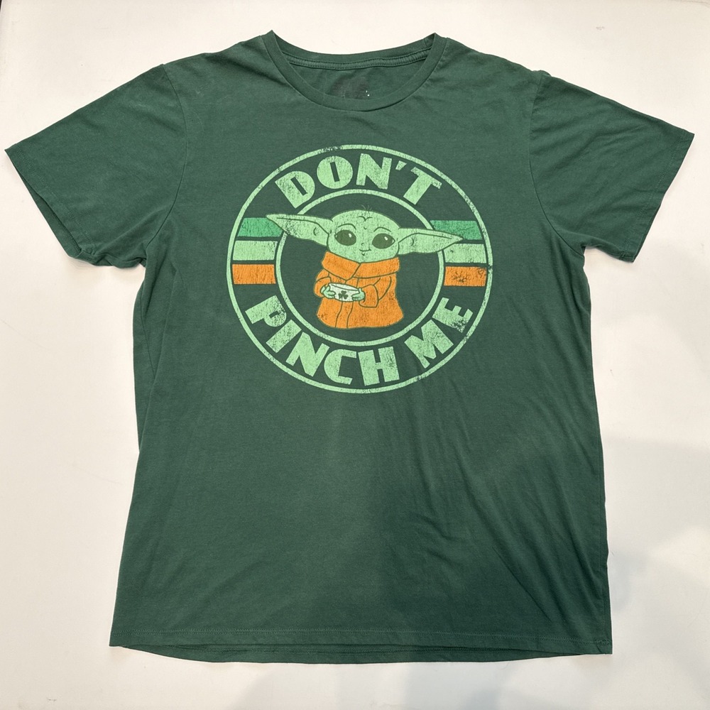 Mad Engine T-Shirt Men Large Green Good Grogu Don't Pinch Me Star Wars Shirt
